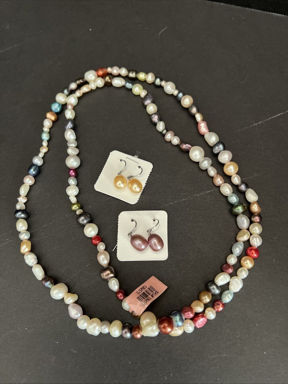 Multicolor Freshwater Pearl Mixed Shape Bead Strand & Earrings Set of 3